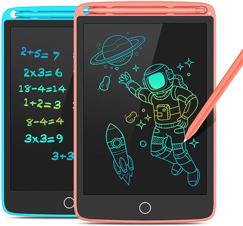LCD Writing Tablet, 2 Pack Colorful Doodle Board Electronic Erasable Reusable Writing Drawing Pads for Kids, Learning Toys Gifts for 3-6 Years Old Boys and Girls Toddlers, 8.5 Inch (Blue and Pink)